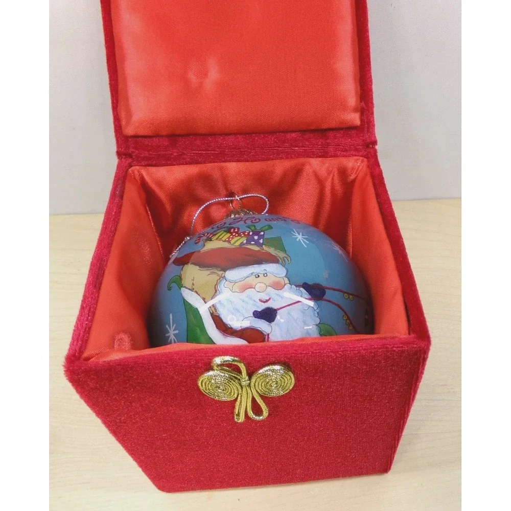 Pier 1 Christmas Ornament Li Bien in Velvet‎ Box Ho Ho Ho Happy Christmas 2013